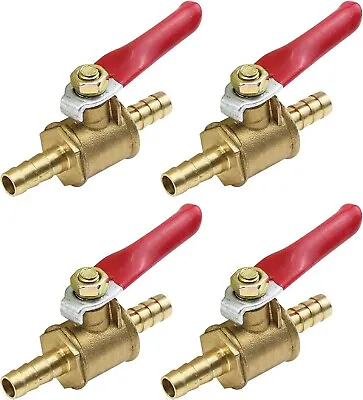 4 Pcs Forged Brass Ball Valve Mini Shut Off Switch 1/4  Hose Barb X 1/4  Hose B • $13.40