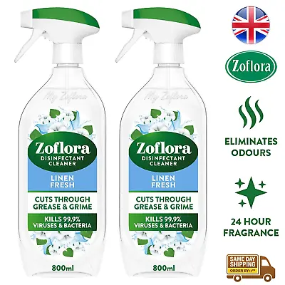 Zoflora Multipurpose Disinfectant Cleaner Spray Cut Grease Linen Fresh 800ml X2 • £9.19