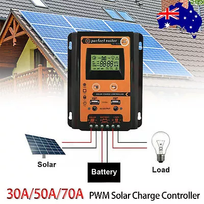 AU 30A 50A 70A MPPT Solar Charge Controller Panel Regulator DC12V/24V Dual USB  • $37.99