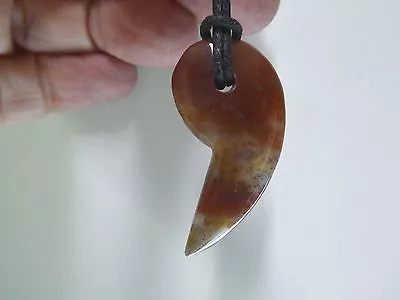 Vintage Natural Fancy Jasper Magatama Shinto Priest Stone Pendant Amulet 1 7/16  • $8