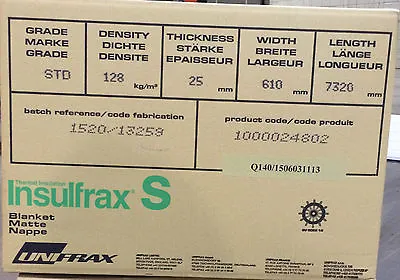 £155 • Buy CERAMIC FIBRE BLANKET ALTERNATIVE  LTX  BLANKET BODY SOLUBLE 25x128kg/m3 (71325)