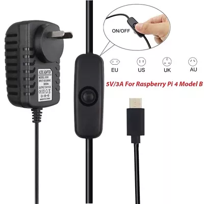 5V/3A 3000mA Power Adapter USB Type-C Charger Switch For Raspberry Pi 4 Model B • $18.69