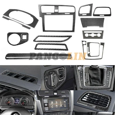 $85.40 • Buy 15* Carbon Full Set Fiber Interior For VW Golf 7 GTI MK7 14-19   Dashboard Cover