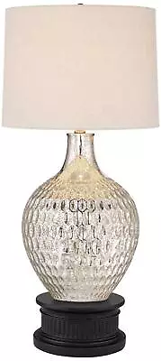 Waylon Modern Table Lamp With Black Riser 32 1/4  Tall Mercury Glass For Bedroom • $149.97