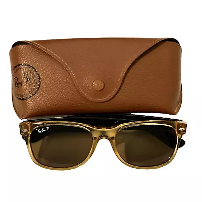 Ray Ban RB2132 New Wayfarer Sunglasses Good Frames Lenses Case Honey And Black • $110