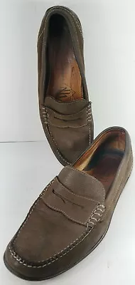 Men's Martin Dingman Bill Penny Loafers Brown Leather Slip On Shoes 9M • $46.11