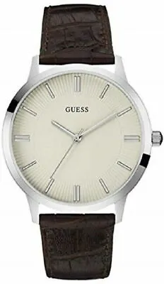 Guess Escrow Brown Leather Strap Beige Dial W0664G2 Mens Watch • £44.99