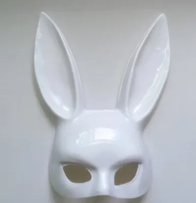 Bunny Girl Boy Rabbit Half Face Mask Bondage White Shiny PVC Plastic 👯‍ • £6.99
