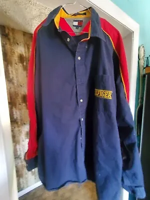 Vintage Tommy Hilfiger Xl Long Sleeve Button Down Shirt Red Yellow Blue • $20