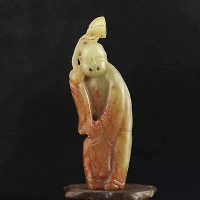China Old Natural Hetian Jade Hand-carved Statue Qing Dynasty Buddha Pendant W • $49
