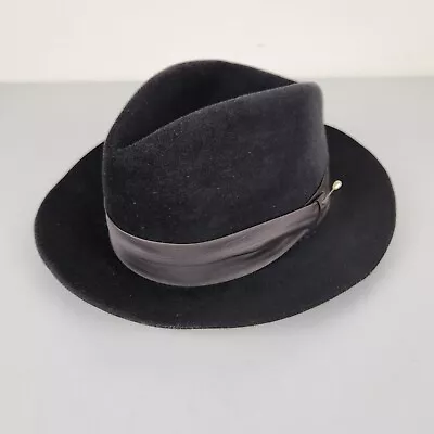 Golden Coach Dobbs Fedora Hat Mens 7 5/8 Black Fur Felt Vintage Classic • $59.92