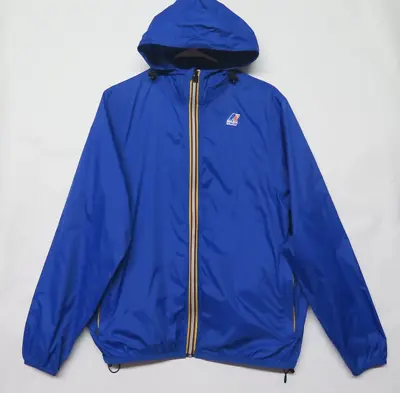 K-WAY Le Vrai 3.0 Hooded Jacket Oaklandish Windbreaker Blue Packable Size M • $39.68