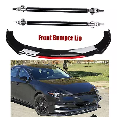 Front Bumper Lips Splitter Red Strut Rods Black+Red Body Kit For Mazda Speed 3 6 • $69.99