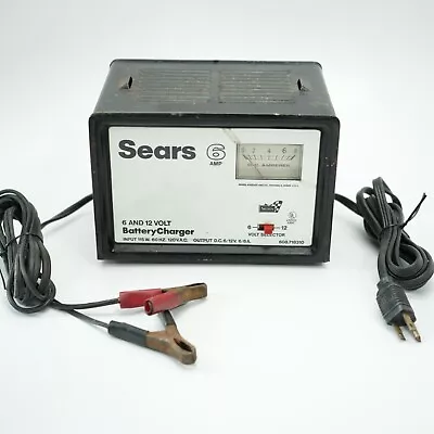 VINTAGE SEARS #608.718310 6-AMP 6/12 Volt BATTERY CHARGER TESTES WORKING • $76.95