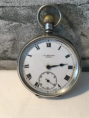 Vintage / Antique J.w.benson Silver Cased Pocket Watch  Working • £295