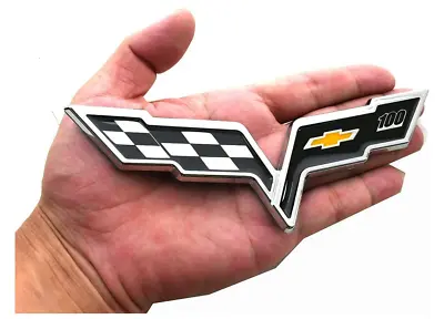 Car Rear Badge Trunk Emblem Crossed Flags Black For Chevy C6 Corvette 2005-2013 • $41.99