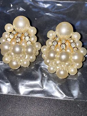 Shoes Clips Beaded Rhinestones Vintage Set Pearls Cream Color • $15