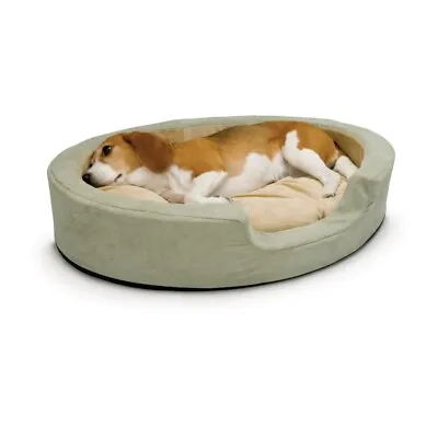K&H Pet Products Thermo Snuggly Sleeper Oval Pet Bed Medium Sage 26  X 20  X 5  • $70.99