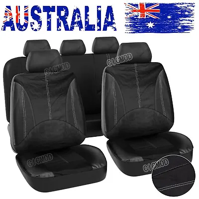 $32.29 • Buy Car Seat Cover 5-Seat Front+Rear PVC Leather Cushion Mat Full Set Universal AU