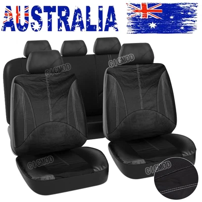 $32.29 • Buy Car Seat Cover 5-Seat Front+Rear PVC Leather Cushion Mat Full Set Universal AU