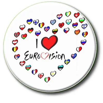 £1.99 • Buy I Love (heart)  Eurovision Song Contest Party... Large 55mm/ 2.2   Badge