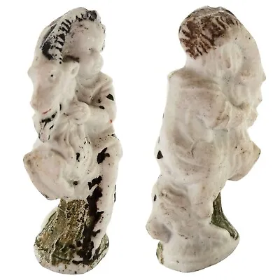 Antique Chalkware Ceramic Angel Cherub Riding Goat Figurine 3-1/2  H X 1-1/2  W • $16.95