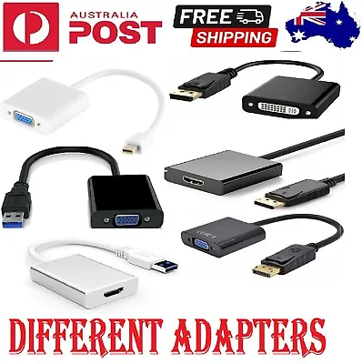 $24.88 • Buy Mini DP To VGA,DP To DVI ,DP To HDMI,USB To VGA, USB To HDMI, DP To VGA Adapter