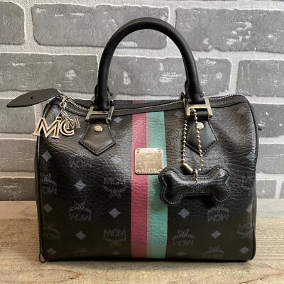 Mcm Black Monogram Boston Bag • $250