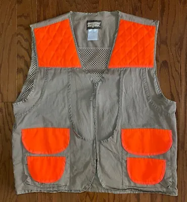 SAFTBAK Hunting Vest Vintage XL Tan Blaze Safety Orange Front Zip Game Pouch • $22.52