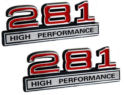 427 Stroker 7.0L Engine Emblems – Chrome & Red Badges, 4 Long Pair For Big Block