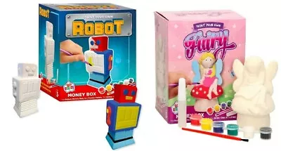 Kids Paint Your Own Money Box Choose From  Robot Or Fairy  • £8