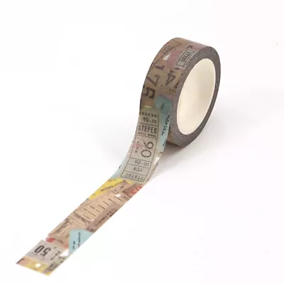 Vintage Ticket Washi Tape | Travel Paper Stationery Craft | 15mm X 10m | • £3.95