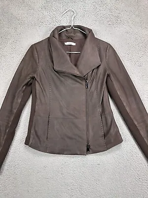 VINCE Jacket Womens Extra Small XS Brown Goat Leather Motorcycle Biker Ladies • $71.25