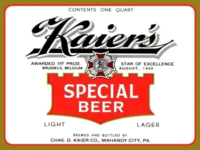 Kaier's Special Beer Mahanoy City New Metal Sign: Lg. Size 12x16  & Free Ship • $33.88