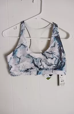 MPG Sports Bra White Oil Paint Marble Teal Women's Size M • $24.20