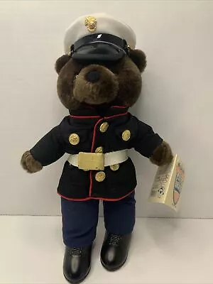 US Marine Corps (USMC) Dress Blues 10in Mini Brown Teddy Bear Forces Of America • $35.99