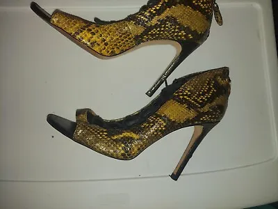 Zara Basic Gold Glitter Snakeskin Stiletto Sandal Pumps 9.5 • $25.50