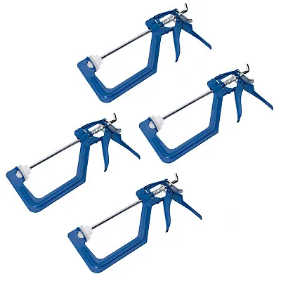 4 Pack One Handed 150mm (6 ) Ratchet Clamp Quick Release Non Marking Covers • £23.56