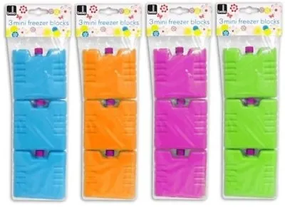 Set Of 3 Mini Ice Brick Pack Blocks Freezer Cooler Bag Box Travel Picnic • £2.99