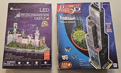 Wrebbit Puzzle 3D Sears Tower 532 Pieces 3 Feet  Glows & LED Neuschwanstein LED • $15