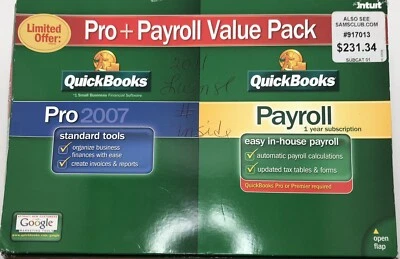 $49.99 • Buy Intuit Quick Books Small Business Pro 2007  Enhanced Payroll Computer Software