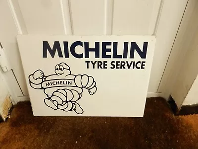 Vintage Wall Mounted Double-sided Michelin TYRE SERVICE ADVERTISING SIGN • £295