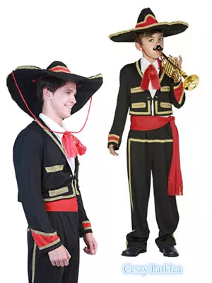 N2-3 Mens Boys Mexican Mariachi Costumes Book Week Salsa Spanish Musician Outfit • $19.87