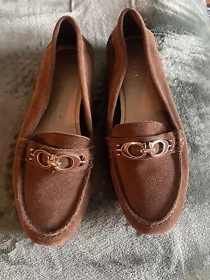 Coach Fortunata Brown Suede Flat Driving Moccasin Size 7.5 • $10