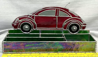 Stained Glass VW Beetle Bug Desk Set Business Card Letter Pens Coin Holder • $19.99