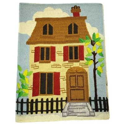 Vintage Tapestry Needle Point Wall Hanging Mid Century Modern Victorian House • $22.99