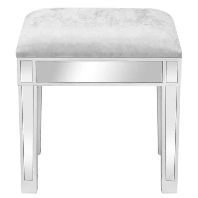 Modern Style Mirrored Vanity Stool Silver Gray • $87.76