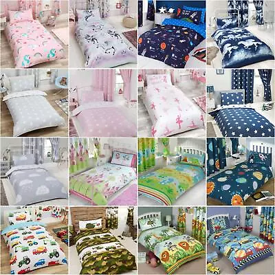 Kids Junior Duvet Covers Toddler Bedding Girls Boys Stars Football Clouds • £10.49