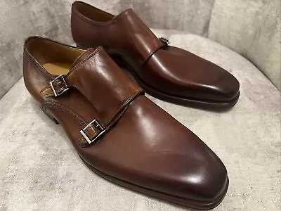 NEW Magnanni  Benetiez  Double Monk Strap Leather Loafer Cognac Men's 9M • $161.99