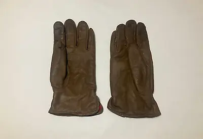 Eddie Bauer Women's Calfskin Leather Gloves Nylon Tricot Brown Size M/M • $12.97